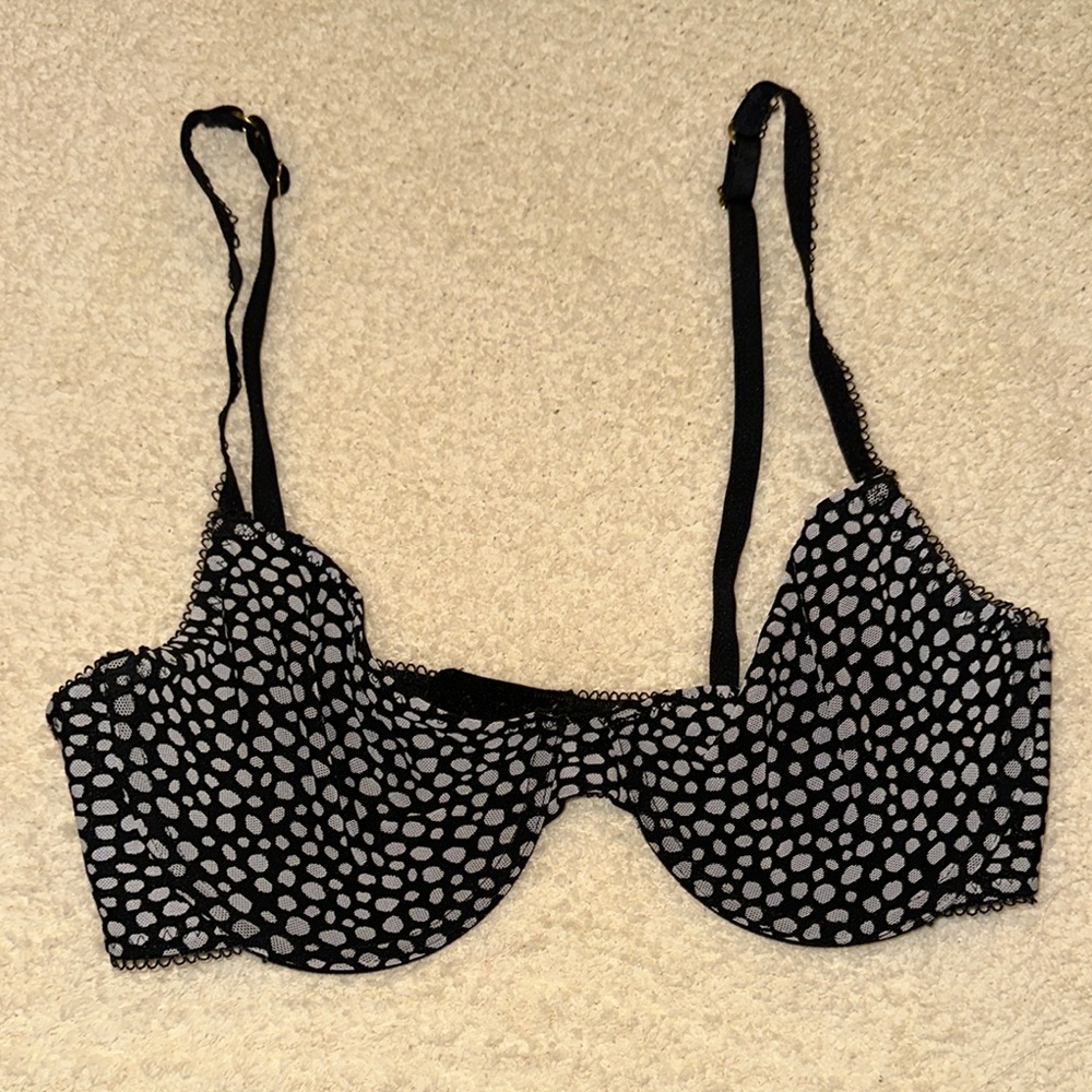 Black and White Polka Dot Underwire Bra